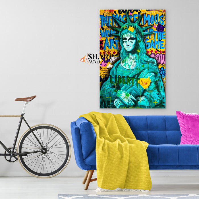 Mona Lisa Liberty Fire Canvas Wall Art