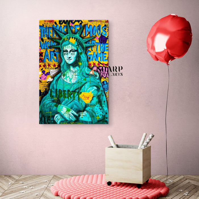 Mona Lisa Liberty Fire Canvas Wall Art