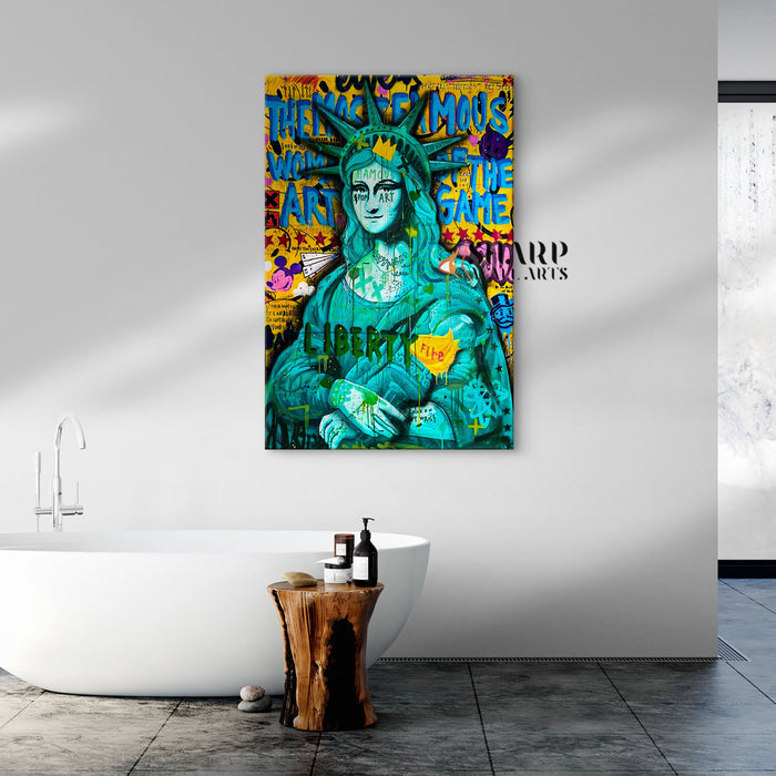 Mona Lisa Liberty Fire Canvas Wall Art