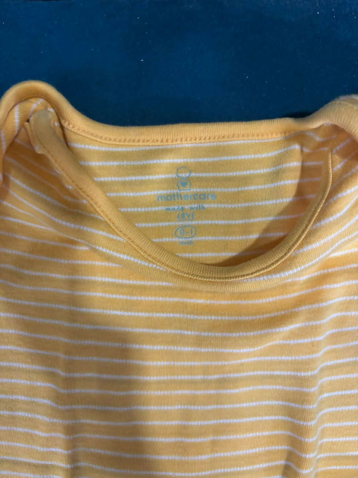 MOTHERCARE Printed Dungarees with Striped Bodysuit