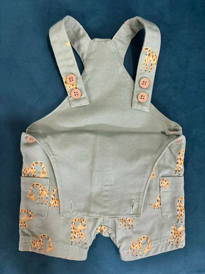 MOTHERCARE Printed Dungarees with Striped Bodysuit