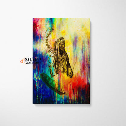 Native American Chief Abstract Canvas Wall Art