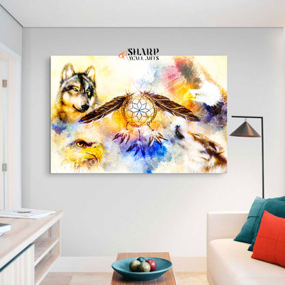 Native American Spirit Animal Canvas Wall Art