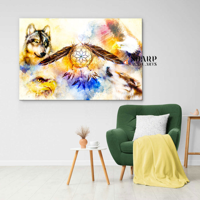 Native American Spirit Animal Canvas Wall Art