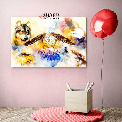 Native American Spirit Animal Canvas Wall Art