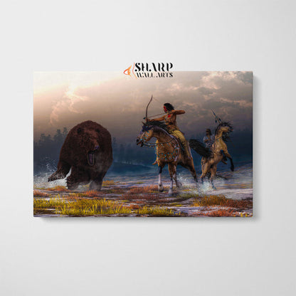 Native American Warriors Hunting Canvas Wall Art