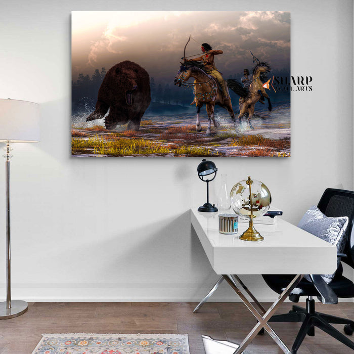Native American Warriors Hunting Canvas Wall Art