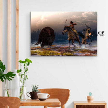 Native American Warriors Hunting Canvas Wall Art