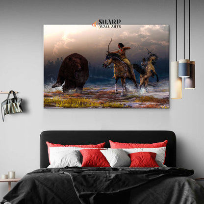 Native American Warriors Hunting Canvas Wall Art