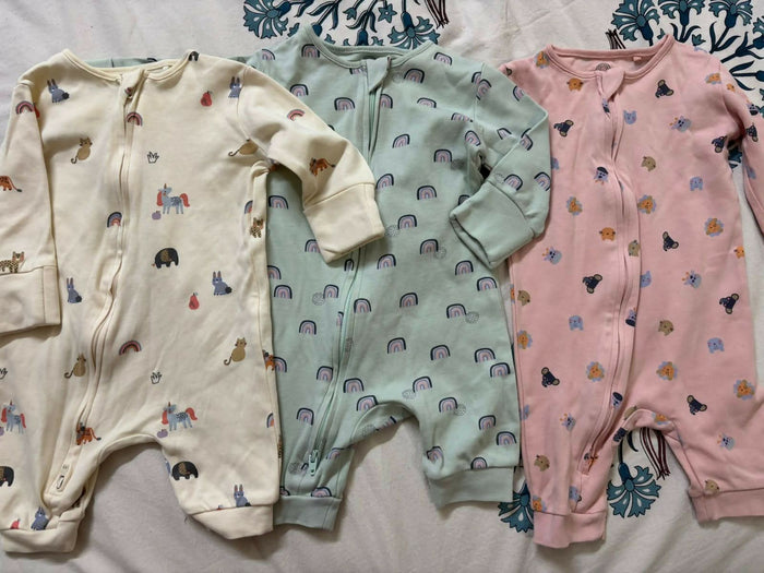 Buy NEXT Baby Sleep Suits – Pack of 3 super soft cotton onesies with 2-way zippers and built-in mitts for all-night comfort.