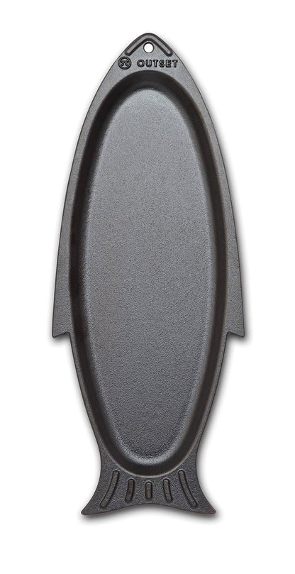 Outset Cast Iron Fish Grill and Serving Pan, 19" x 7" x 1"
