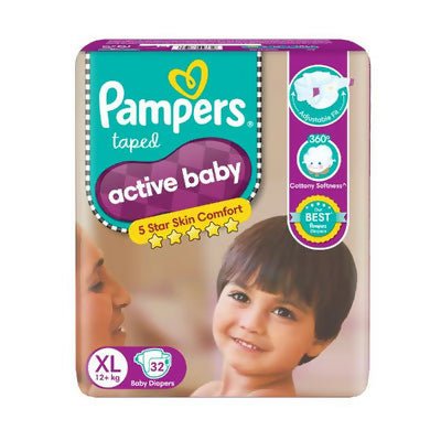 PAMPERS  Active Baby Taped (XL) 32 pieces pack - Diapers