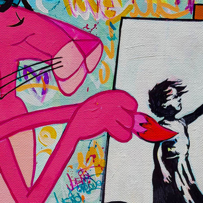 Panther Painting Banksy Balloon Girl Canvas Wall Art