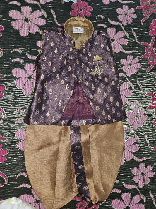 Partywear Dhoti Kurta in Silk Broccade - PyaraBaby