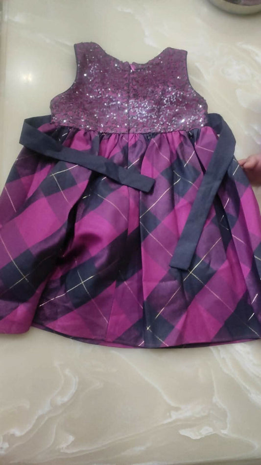 Partywear Frock/Dress - Pink and Grey - PyaraBaby