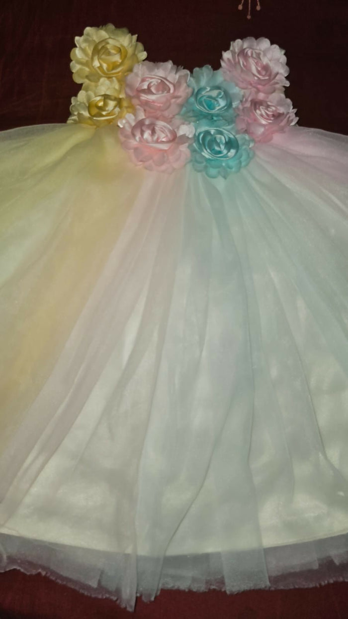 Children's dress with floral decorations