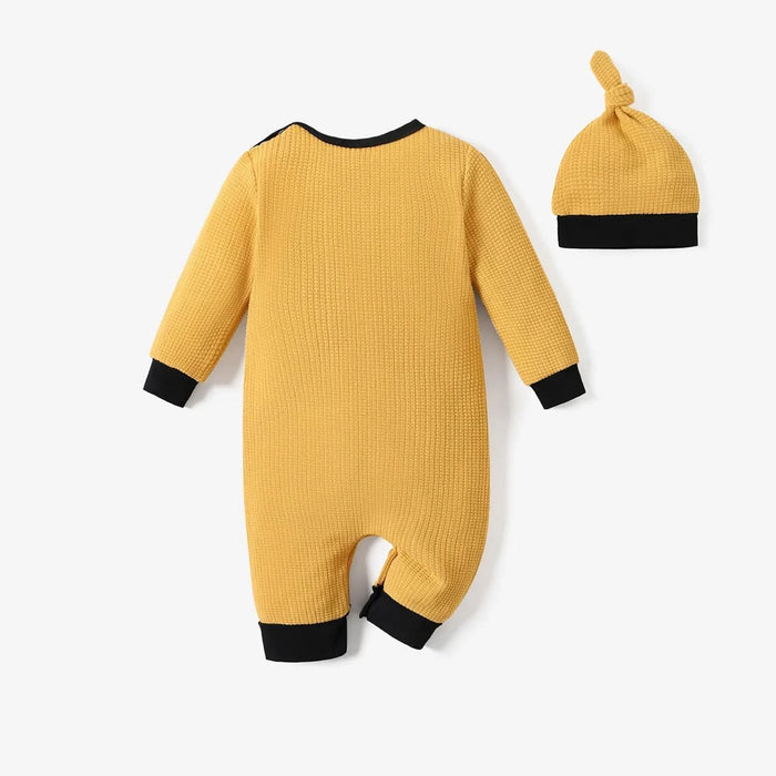 Patpat Long-sleeve Knitted Jumpsuit with Hat Set - PyaraBaby
