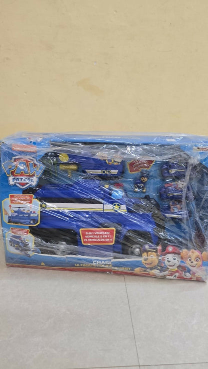 PAW Patrol Chase's 5-in-1 Ultimate Police Cruiser toy vehicle with transforming play modes, lights, sounds, interactive features, and durable construction for imaginative rescue adventures.
