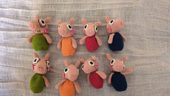 Peppa pig finger puppets, crocheted finger puppets, handmade kids toys, Peppa family set, pretend play toys, crochet puppets for kids