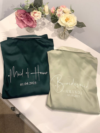 Personalised Bridesmaid Satin PJs, Wedding Party Gifts