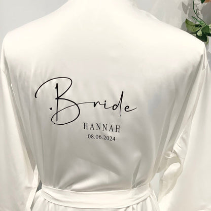 Personalised Lace Trim Bridesmaid Robe | Satin Bridal Party Gift