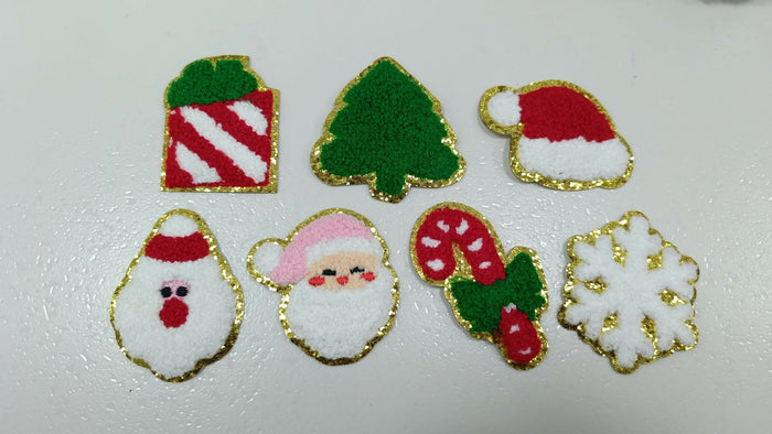 Set of Christmas-themed embroidered patches