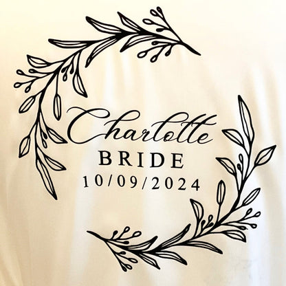 Personalised Wreath Lace Bridesmaid Robe | Custom Bridal Party Gift