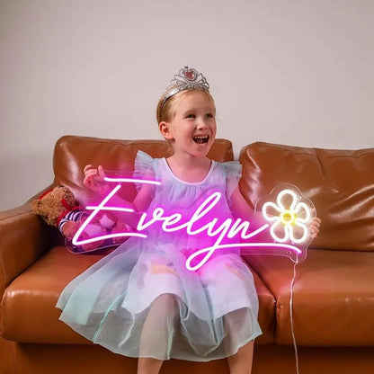 PERSONALIZED Kids Room Neon Name Plate with Motif