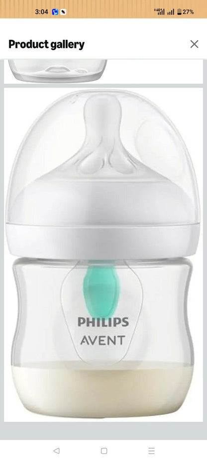 Philips Avent feeding bottle set with AirFree vent, two BPA-free bottles, anti-colic design, soft silicone nipples, and an ergonomic shape for comfortable feeding.