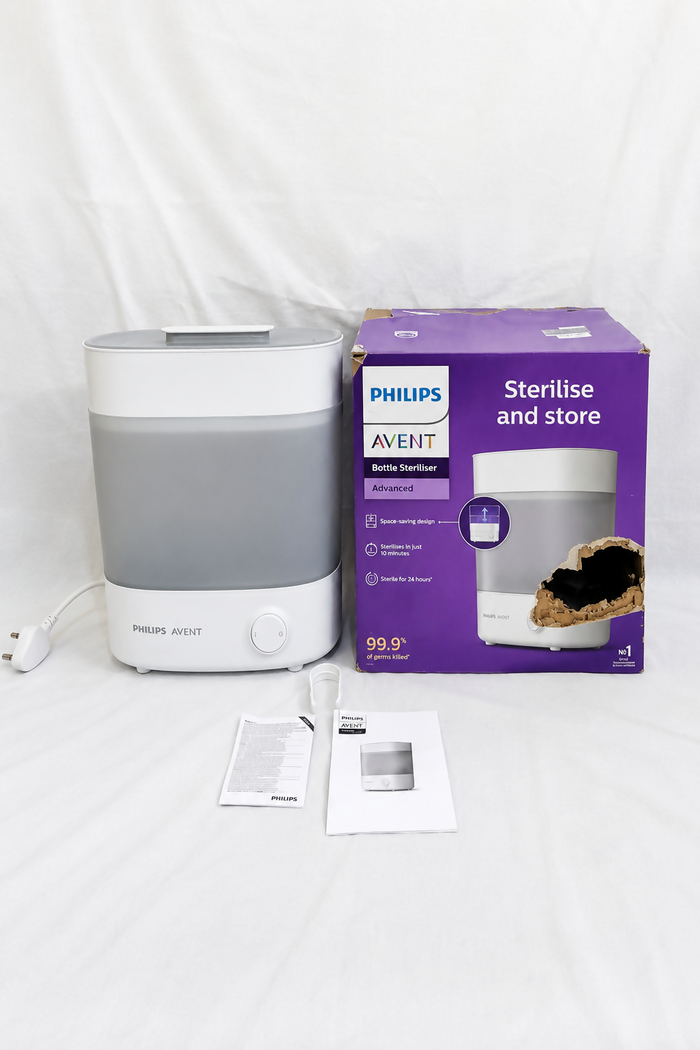 Philips Avent SCF291/00 3-in-1 Electric Steam Bottle Sterilizer B129 in Preloved New condition, available in Chennai, Tamil Nadu, with modular design for sterilizing baby bottles, breast pump parts, and feeding accessories.