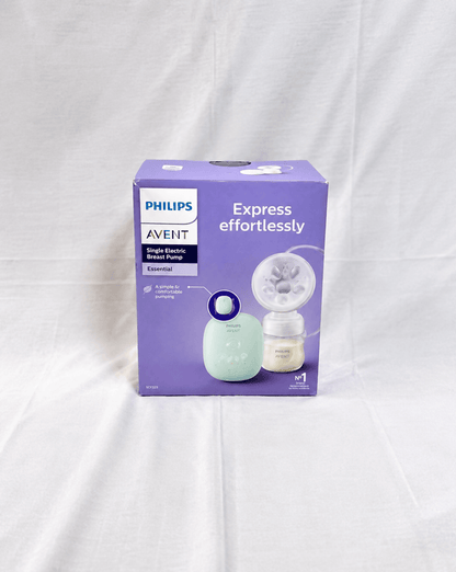 Philips Avent SCF395/11 Single Electric Breast Pump with USB power, BPA-free components, adjustable suction settings, soft silicone cushion, and compact design. Brand new and factory sealed.