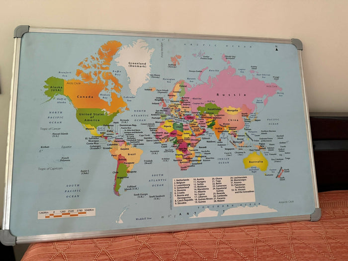 Pinboard world map 3x2 ft, travel photo pin board, high definition wall map, adventure décor, world map for travel memories