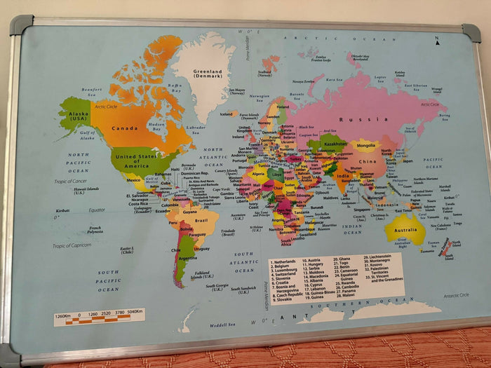 Pinboard world map 3x2 ft, travel photo pin board, high definition wall map, adventure décor, world map for travel memories