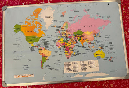 Pinboard world map 3x2 ft, travel photo pin board, high definition wall map, adventure décor, world map for travel memories