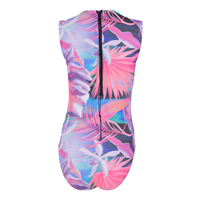 Pink Paradise Sleeveless Back Zip One-Piece Swimsuit
