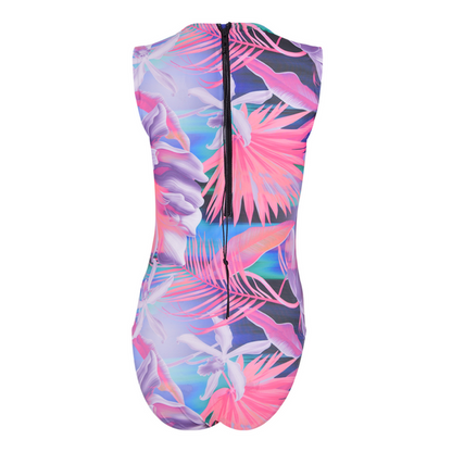 Pink Paradise Sleeveless Back Zip One-Piece Swimsuit