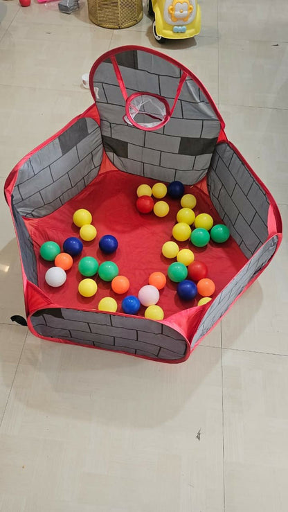 PLAY NATION ball pool play tent with colorful balls, spacious play area, foldable design, and fun indoor and outdoor activity space for babies and young children.