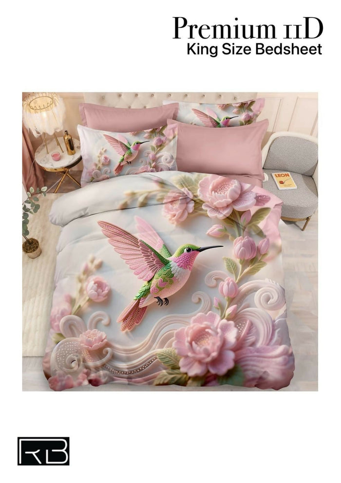 Floral and bird design on a King Size Bedsheet