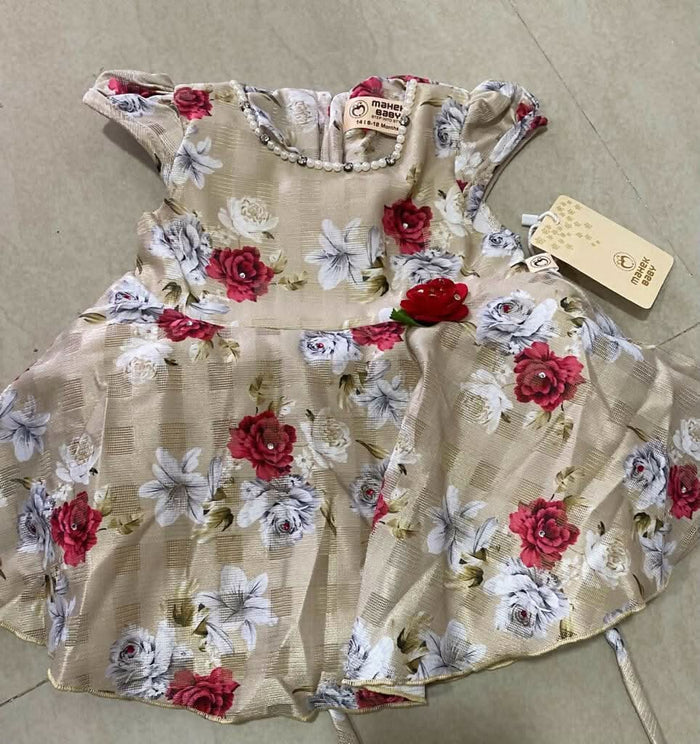 Pretty and Elegant Beige Baby Girl Frock - PyaraBaby