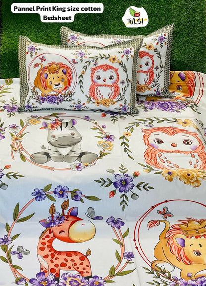 Cotton bedsheets with animal prints and flowers