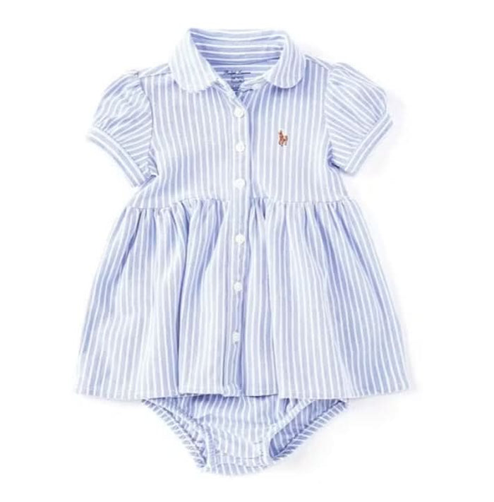 RALPH LAUREN Original 100 Percent Authentic Genuine Product Frock and Inner Wear / Stripe knit Oxford dress - PyaraBaby