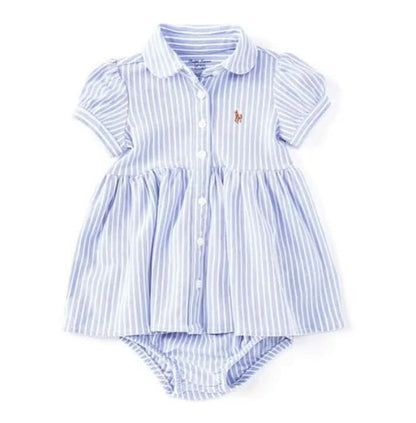RALPH LAUREN Original 100 Percent Authentic Genuine Product Frock and Inner Wear / Stripe knit Oxford dress - PyaraBaby