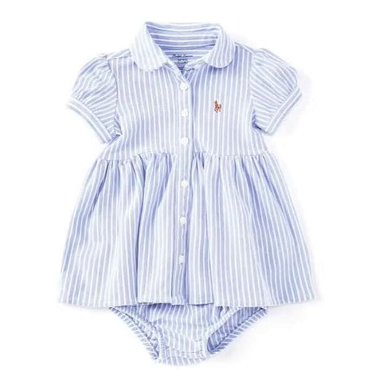 RALPH LAUREN Original 100 Percent Authentic Genuine Product Frock and Inner Wear / Stripe knit Oxford dress - PyaraBaby
