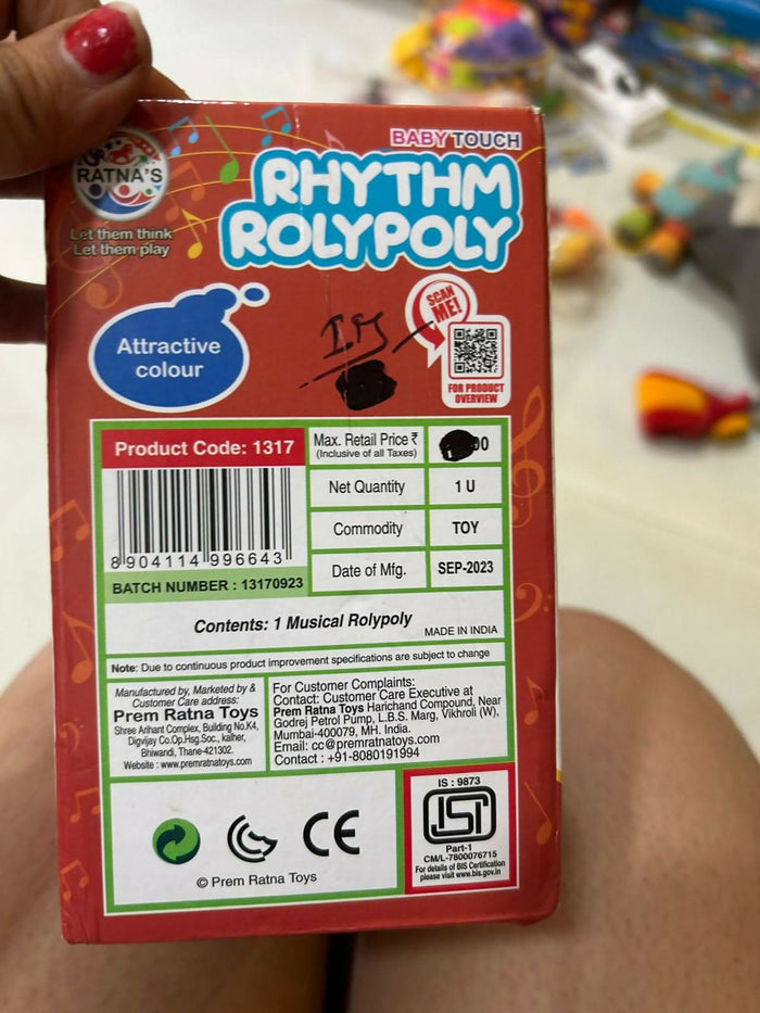 Ratna's Musical Rhythm Roly Poly for Infants.Improves Observation Skills,Hand Eye Coordination etc. - PyaraBaby