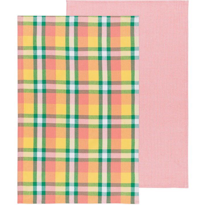 Recycled Cotton 2nd Spin Plaid Meadow Dishtowels Set of 2