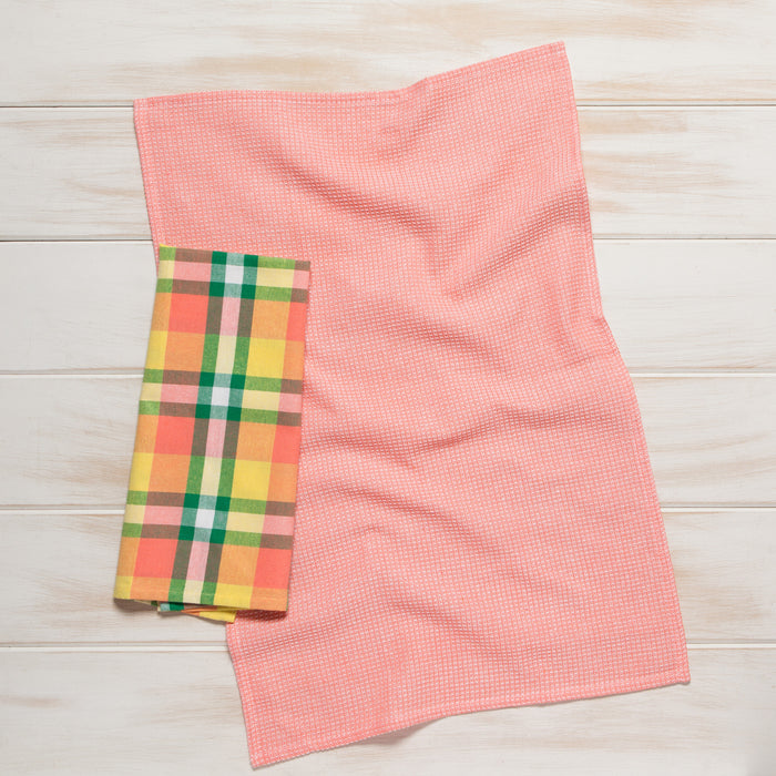 Recycled Cotton 2nd Spin Plaid Meadow Dishtowels Set of 2