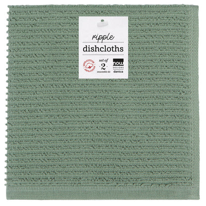 Ripple Elm Green Dishcloths Set of 2