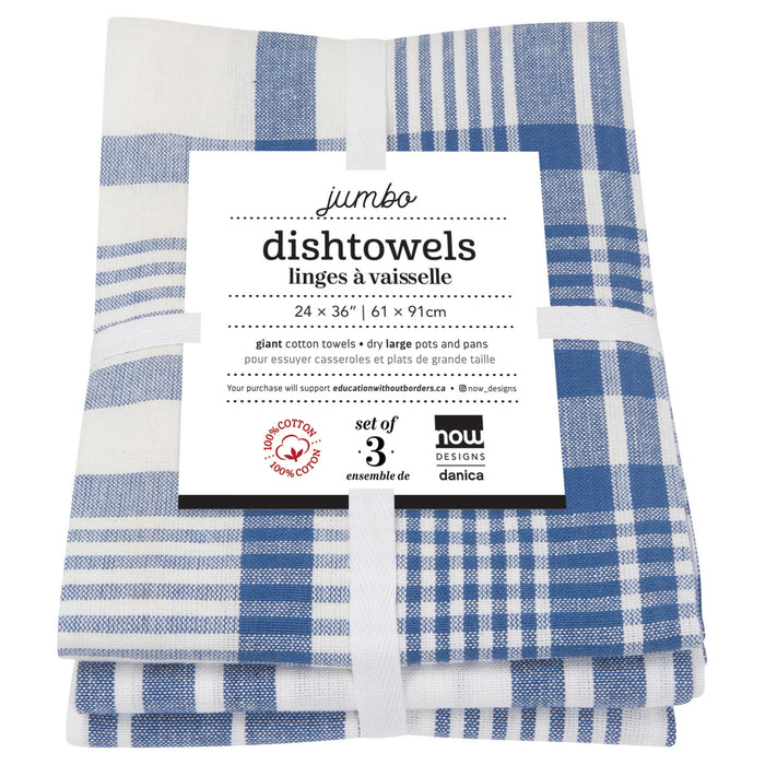 Royal Blue Jumbo Dishtowels Set of 3