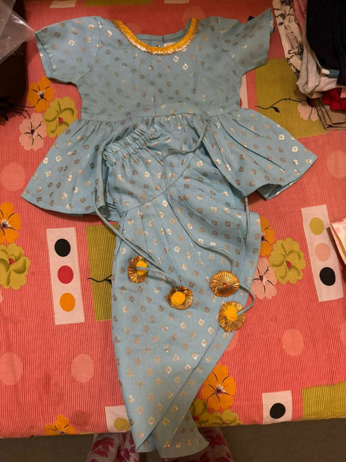 Saka Designs Light Blue Dhoti Kurta Dress For Baby Girls