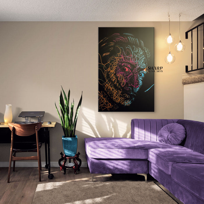 Salvador Dali Line Portrait Canvas Wall Art
